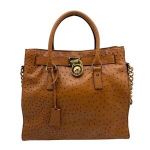 Michael Kors Tan Ostrich Leather Hamilton Tote